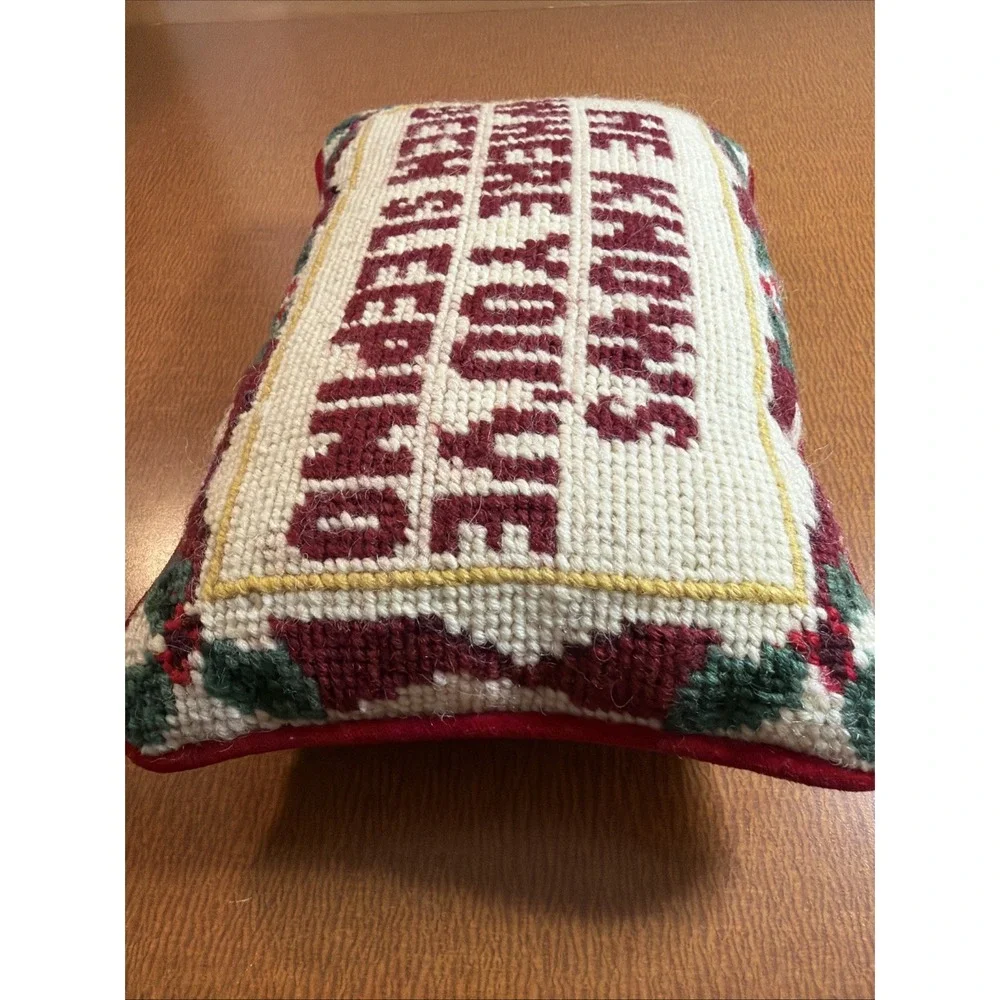 VTG Needlepoint Pillow 9x6 Naughty Cheeky 